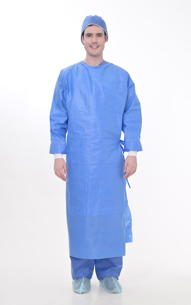 Buy Case 40 SurgoGuard AAMI Level 4 STERILE Disposable Reinforced  Impervious Surgical/Surgeon Gown 43g SMMS+30g PE Fabric, Isolation Gown  Long Sleeves, Knitted Cuffs, Spunlace Waist Ties (Extra Large) XL Online at  desertcartINDIA