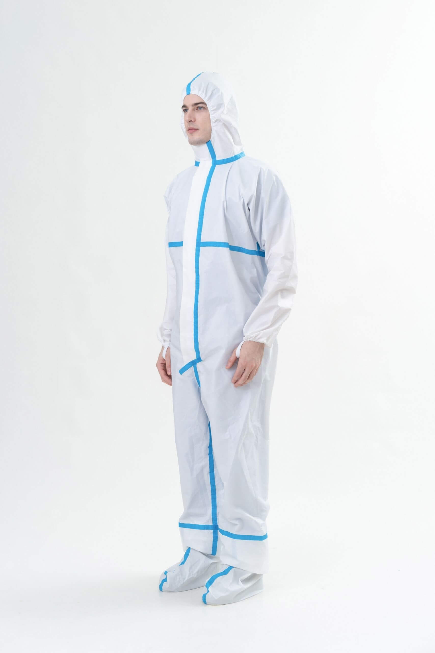 Disposable coverall with tape 拋棄式貼條防護衣代工製作-Medtecs美德醫療
